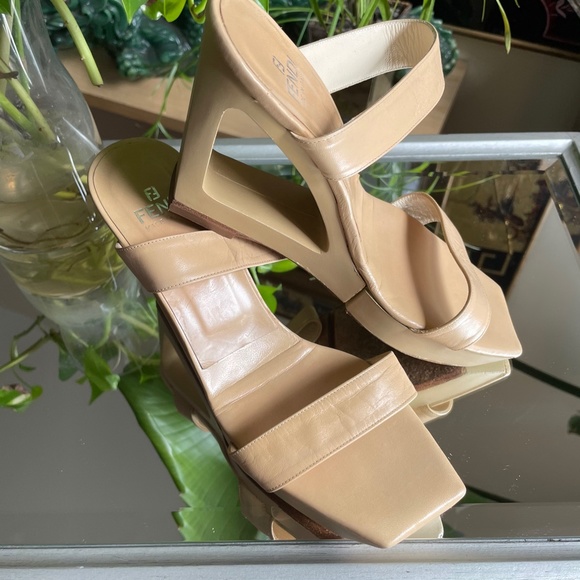 Fendi Shoes - Vintage FENDI Strap Cream Leather Sandal 7.5